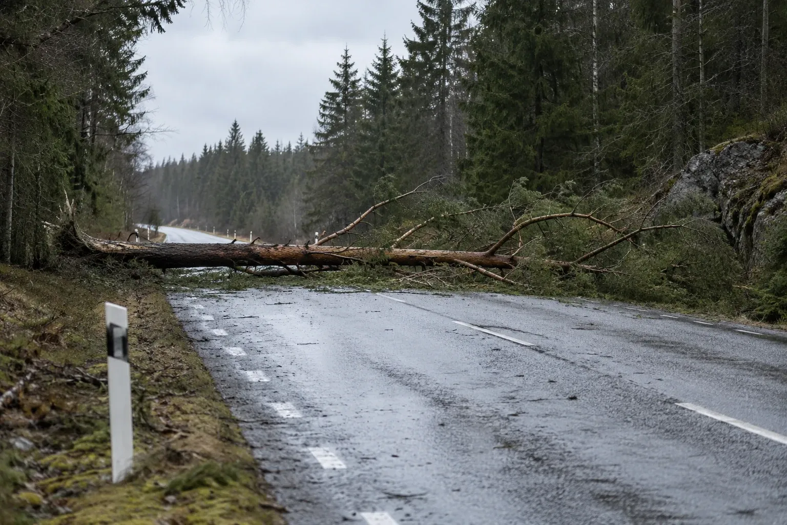 Träd blockerar väg 602 mellan väg 68 och Skinnskatteberg